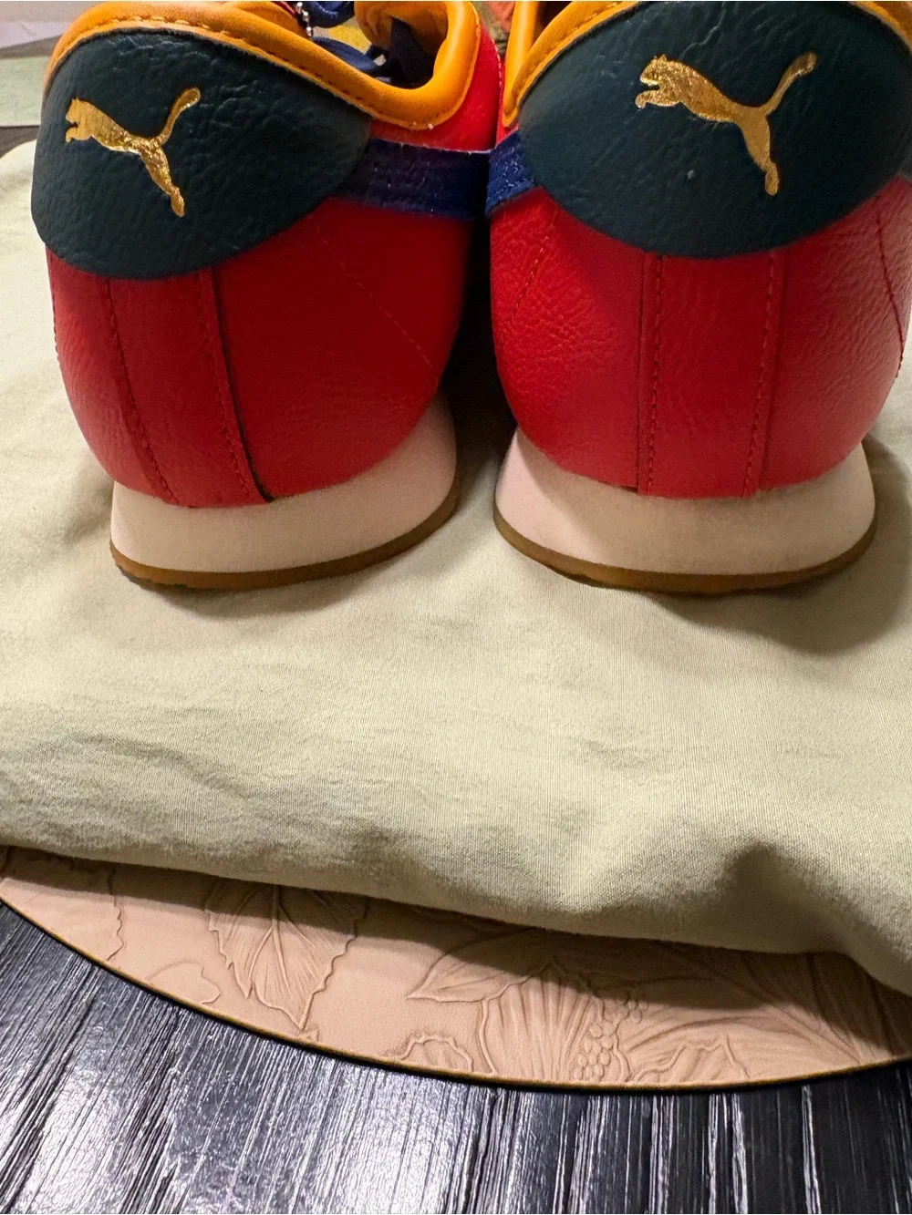 Puma Red Sneakers with Blue Formstripe and Yellow Lining